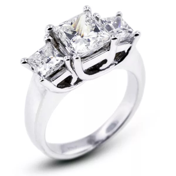 14K White Gold Engagement Ring Trellis 3.17 CT Princess Lab-Grown Diamond F SI1