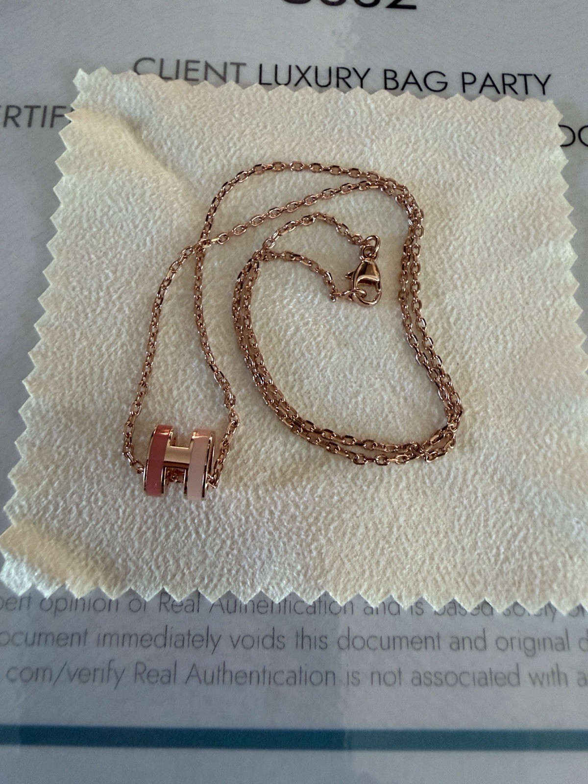 Hermes: Pink Rose Gold-Plated Mini Pop H Rocabar Pendent Necklace