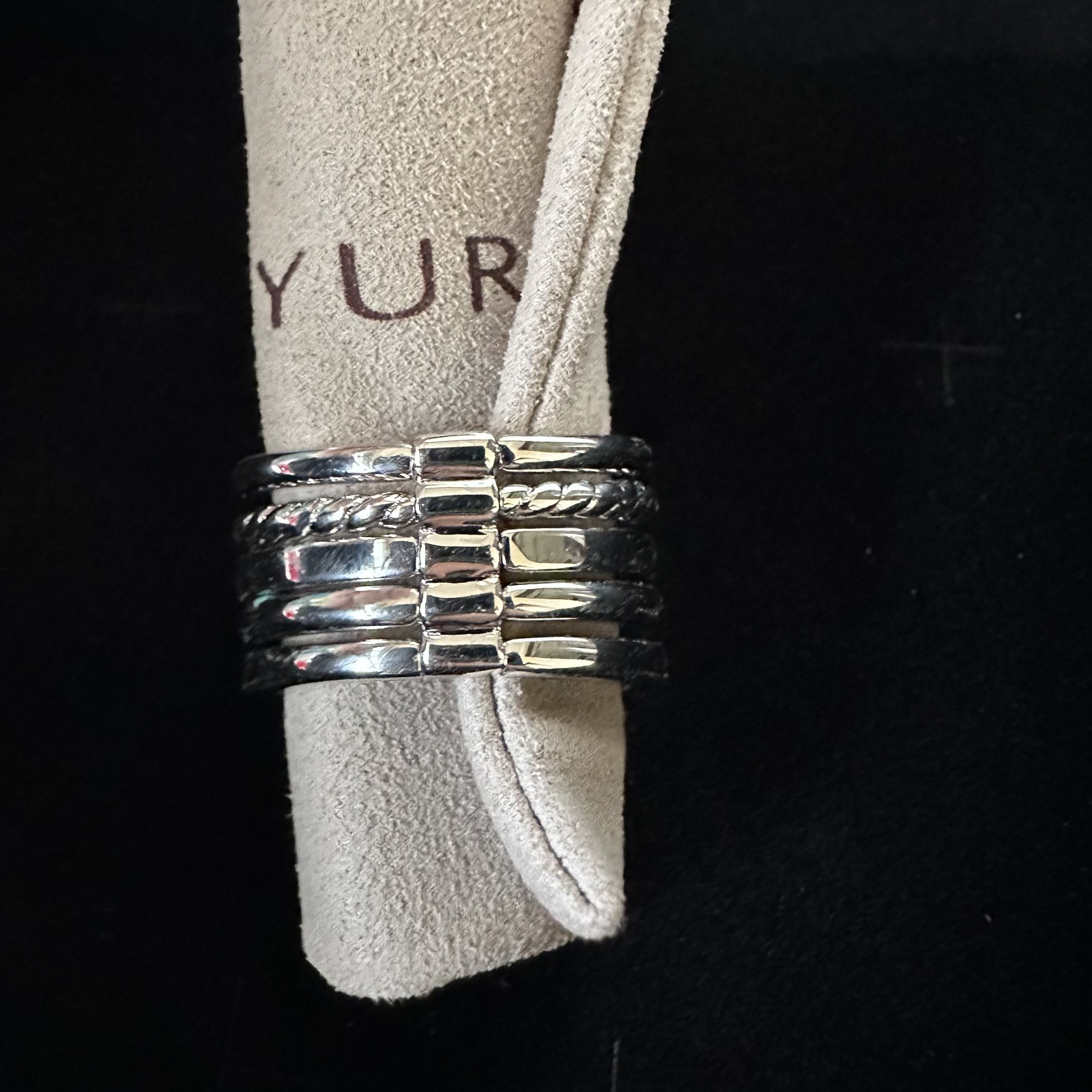 David Yurman Sterling Silver Stax Five Row Hampton Blue Topaz Ring Size 8