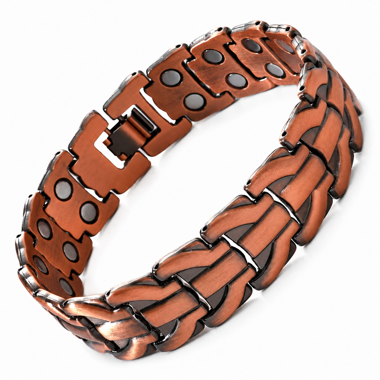 Elegant Copper-Tone Magnetic Bracelet for Men Adjustable Pain Relief Arthritis
