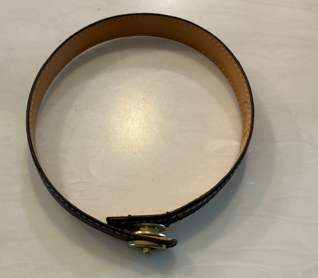 Coach Leather Double Wrap Bracelet w/ Gold-tone Turn-lock Contrast Stitching 15”