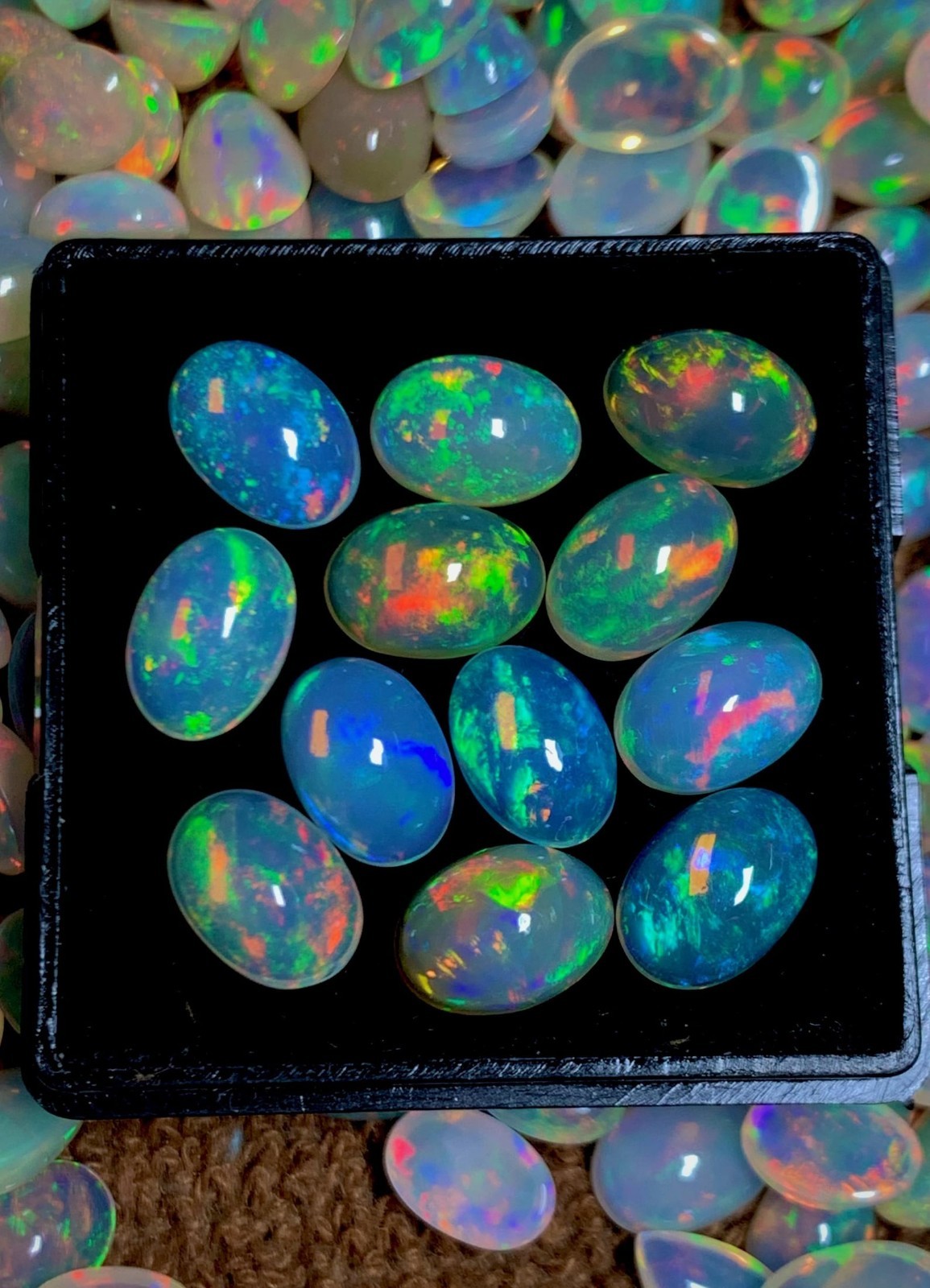 10 Pieces Lot Natural Ethiopian Opal Oval Cabochon Welo Multi Fire Opals 7×5 mm