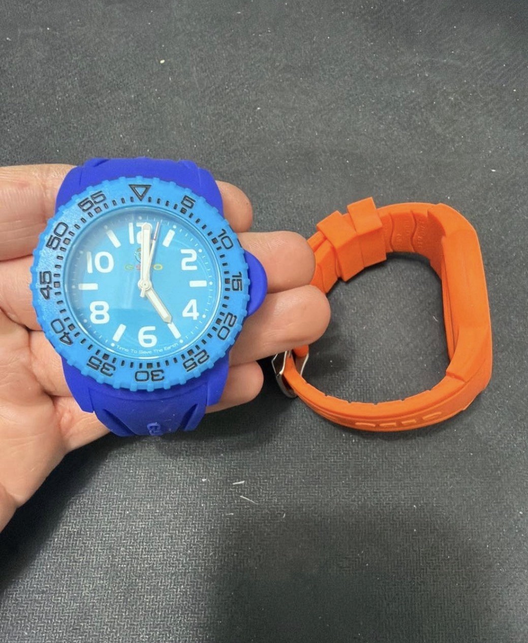 GEBO Time To Save The Earth Watch – 2 Straps Blue & Orange – Old Stock