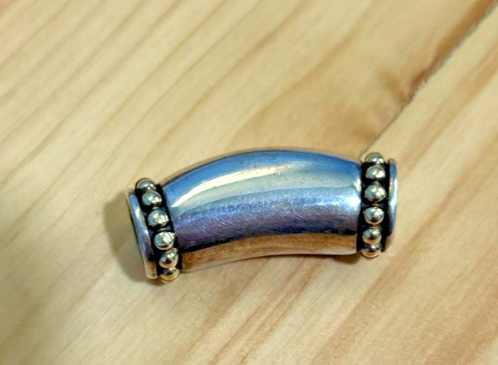 Authentic LAGOS Caviar Sterling Silver 925 & 18K Gold Curved Tube Slider Charm