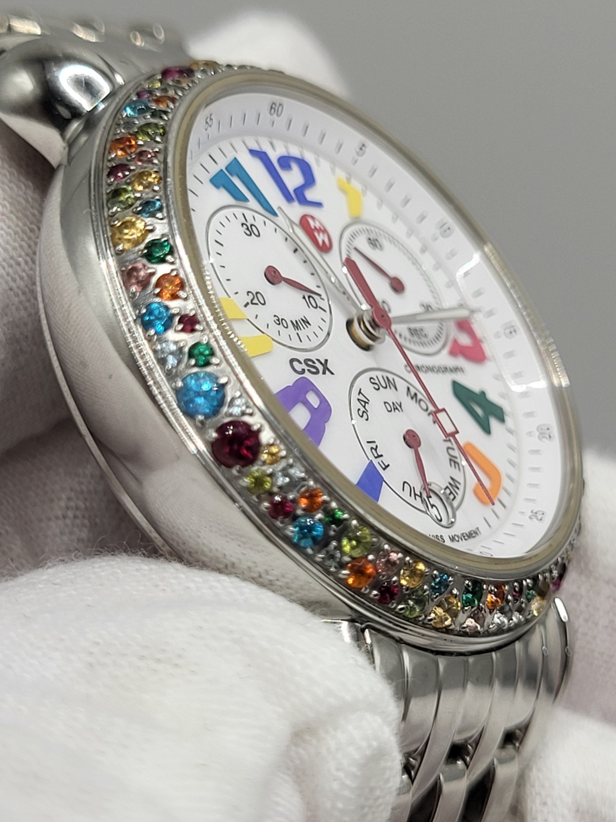 [SUPER RARE] Michele MW03M25A1933 Carousel CSX Semi Precious Stone Bezel Watch
