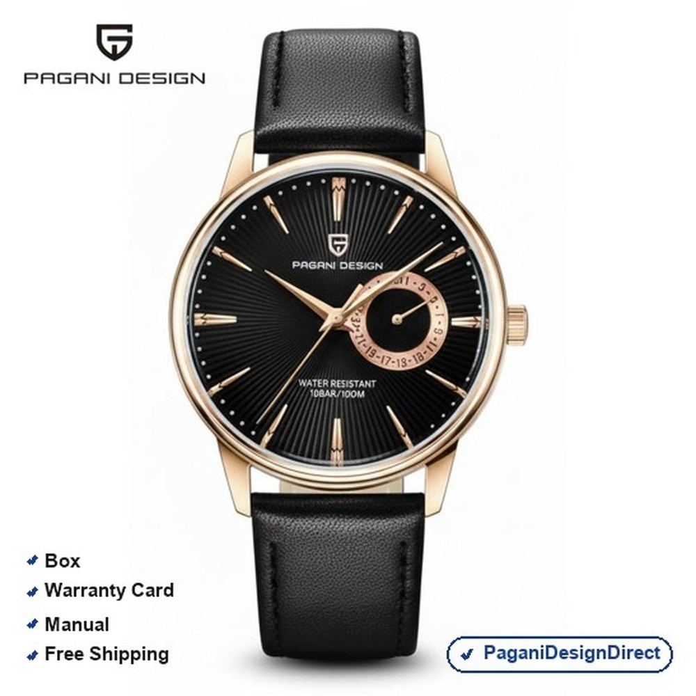 Pagani Design PD-1654 Rose-Gold Black Leather Automatic Men’s Watch
