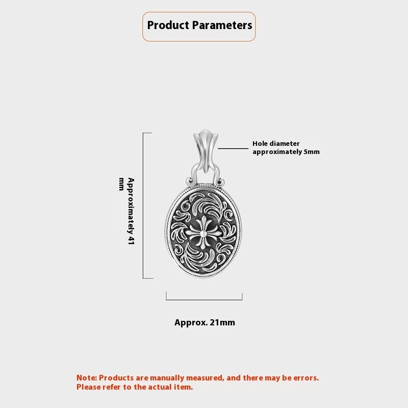 Heavy Gothic Cross Pendant S925 Silver Floral Baroque Medallion Biker Amulet