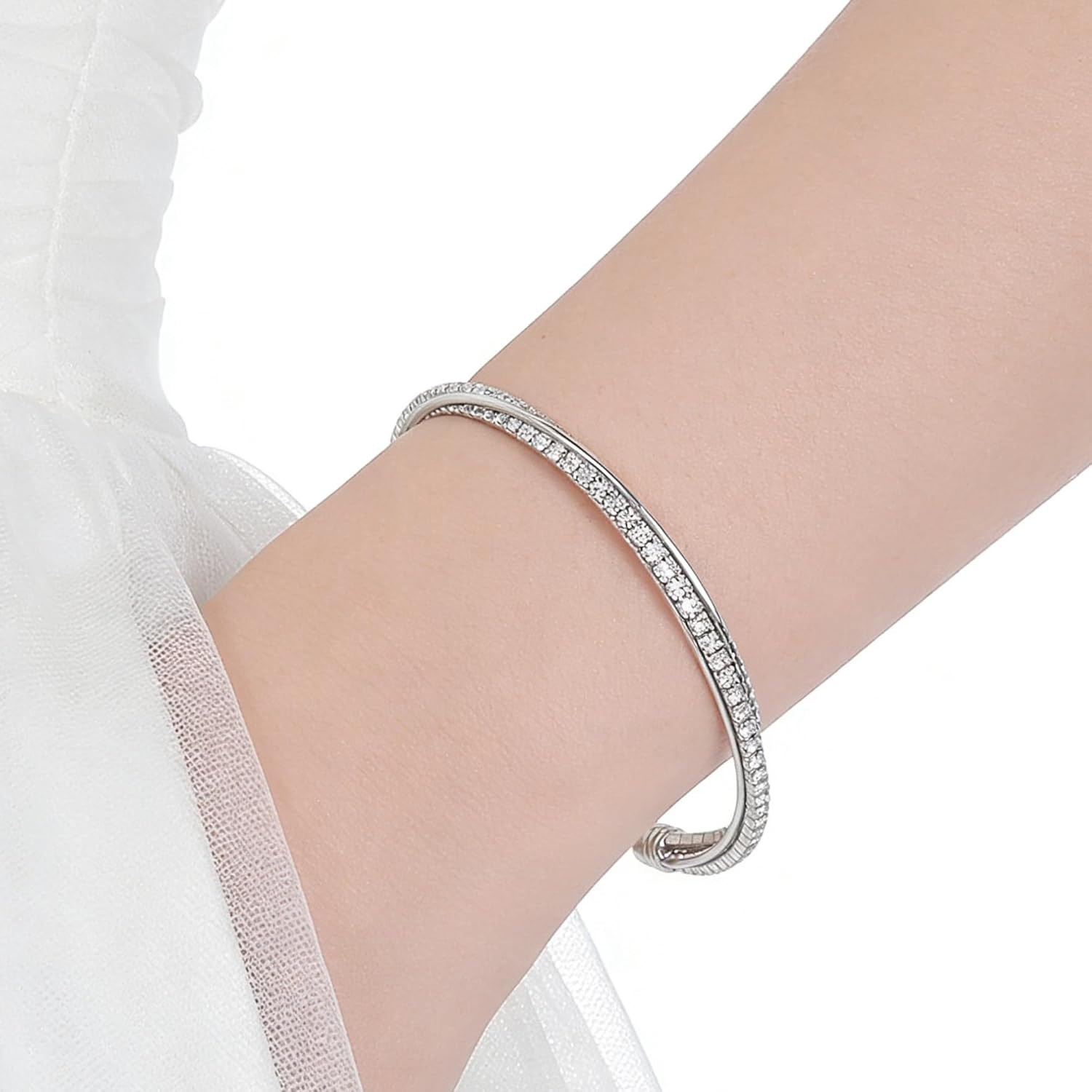 Bangle Sparkly Cute Valentine Day Gift Rhinestone Cuff Bracelet Bridesmaid Wedd