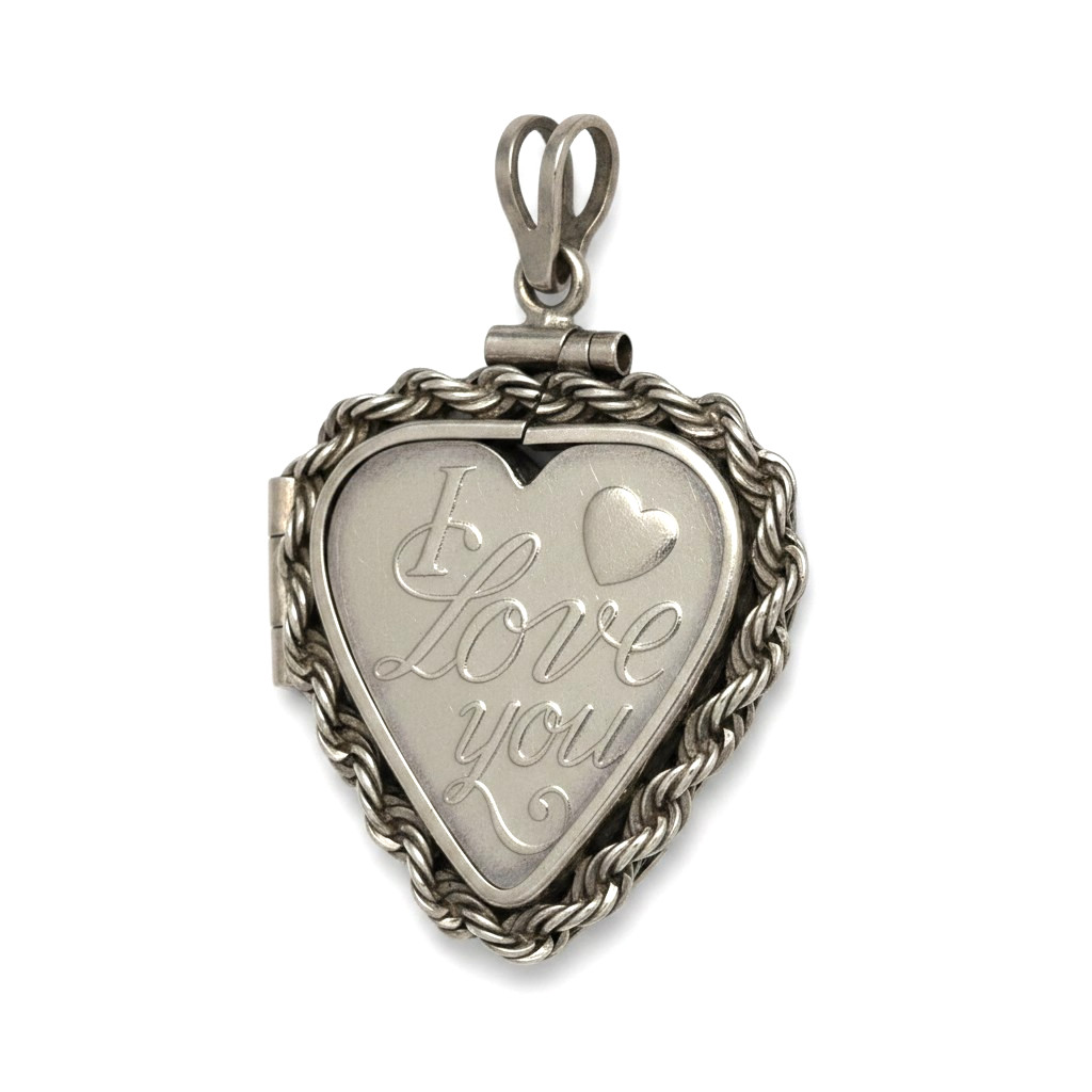 BEAUTIFUL .999 PURE SILVER I LOVE YOU HEART IN STERLING SILVER BEZEL 5.5GR #3587