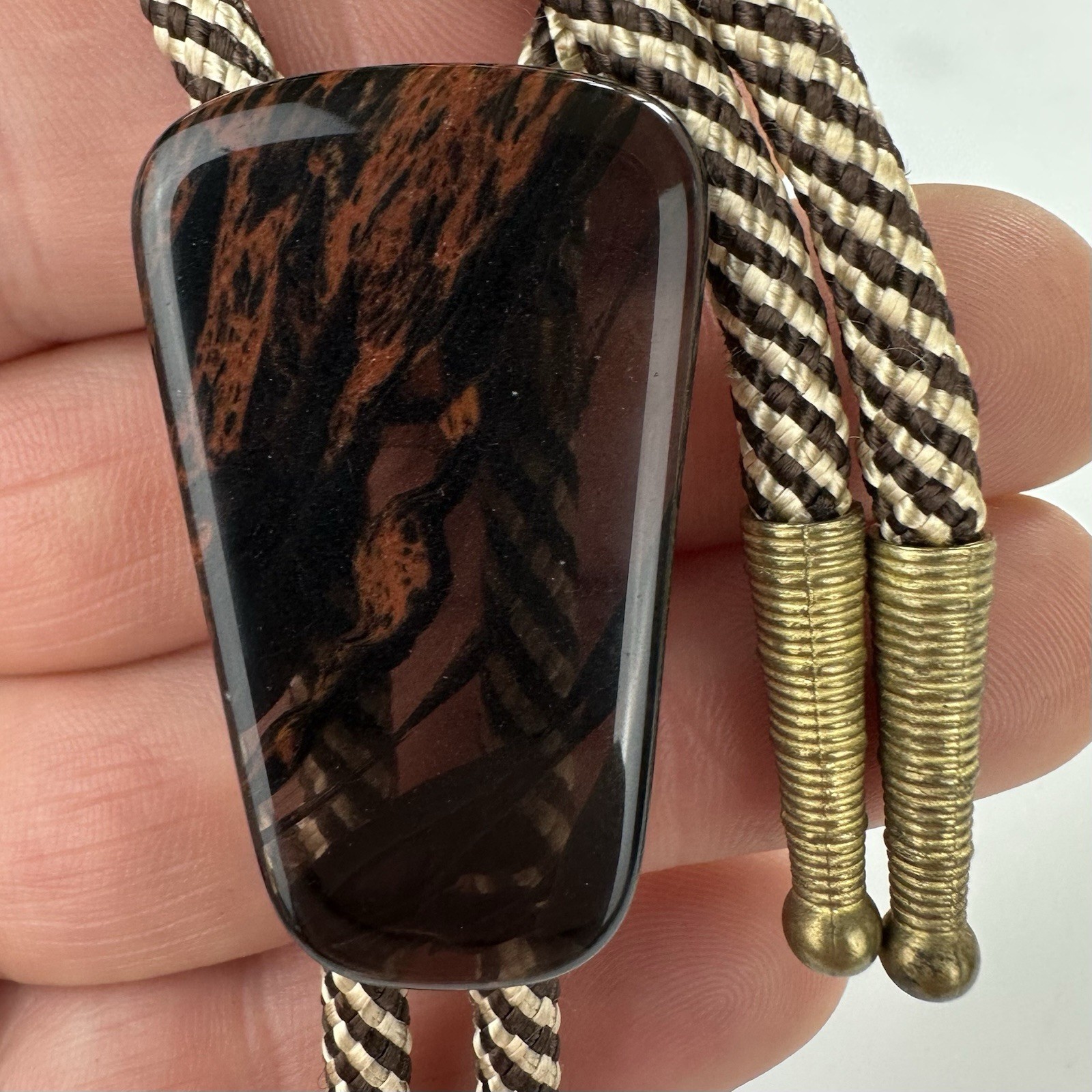 Stunning Translucent Mahogany Obsidian Western Bolo Tie Southwestern ￼