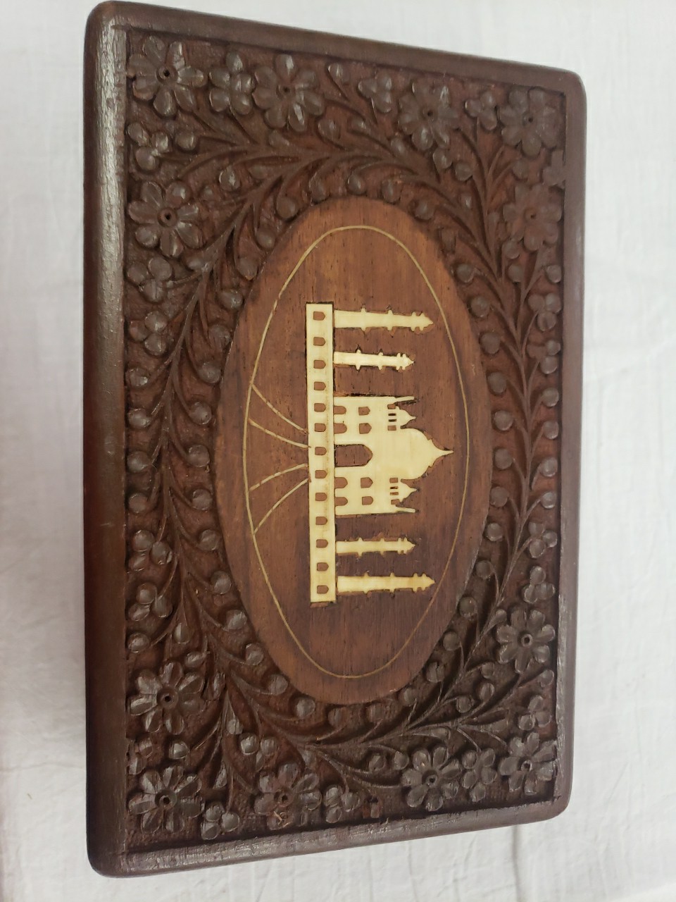 Taj Mahal Hand Carved Jewelry Trinket Keepsake Wooden Storage Box