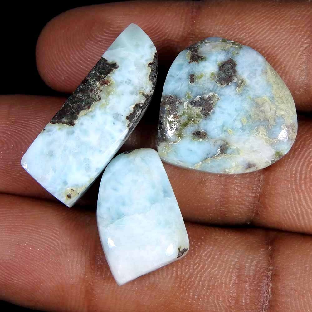 43.50Cts100%Natural Sky Blue Larimar Fancy Cabochon Loose Gemstone.lot