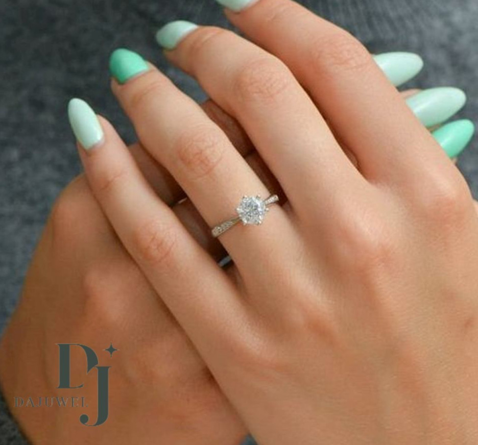 Moissanite Solitaire Engagement Ring VVS1 Round Cut 2.20 CT Solid 14K White Gold