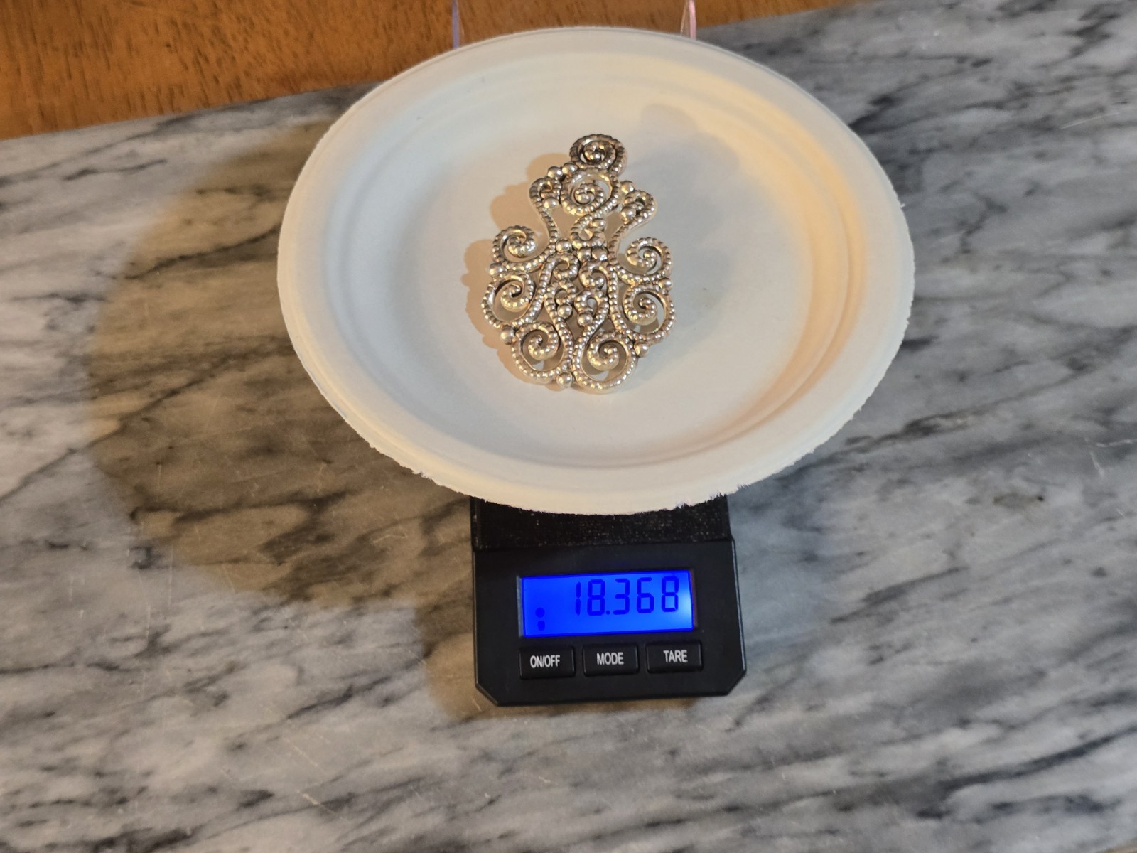 ​Vintage PZ Israel 925 Sterling Silver Scroll Filigree Openwork Puff Pendant…