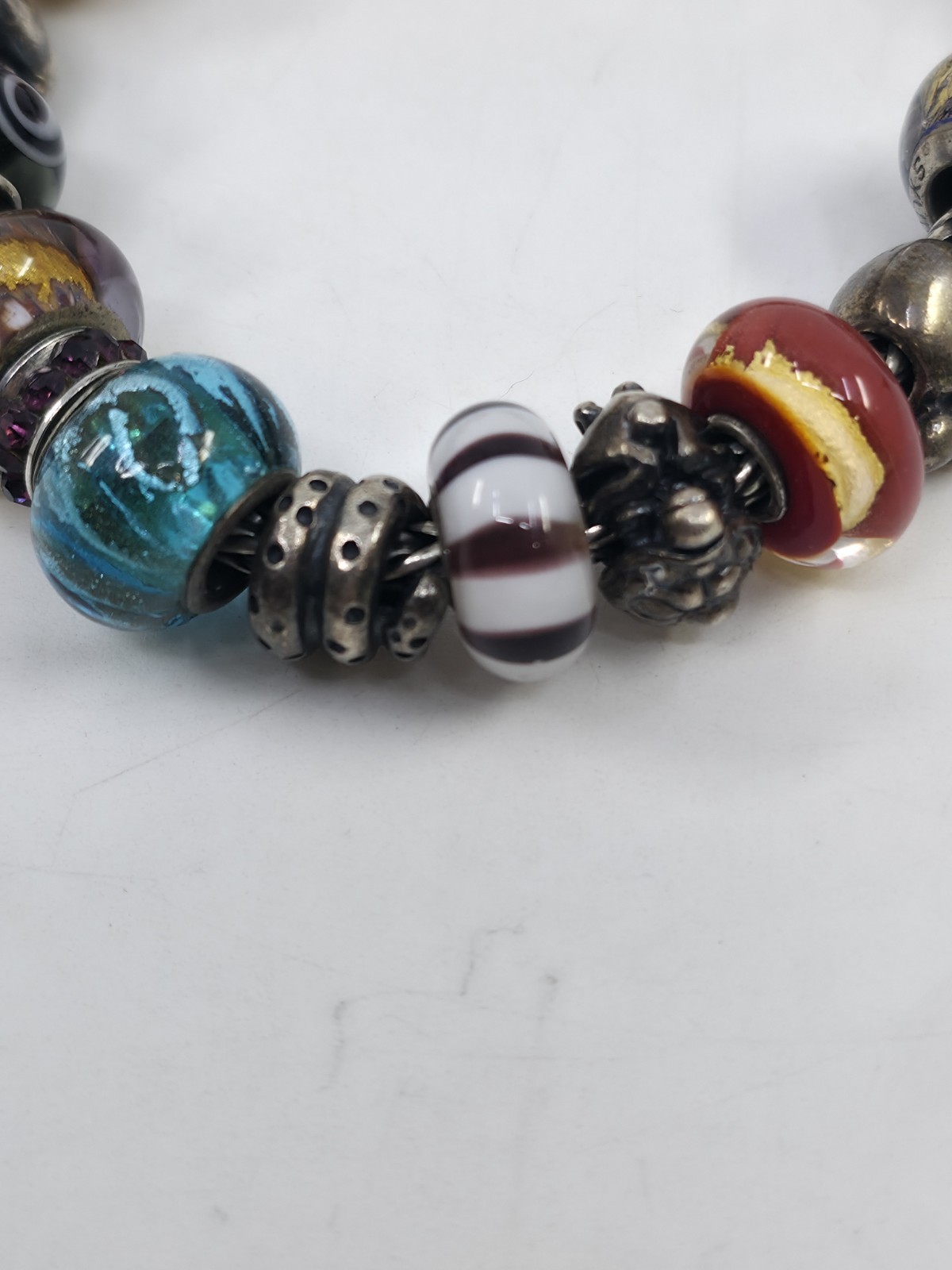 Trollbeads LAA 925S Silver Bracelet Big Fish Lock Yin Yang Blue Desert Beads