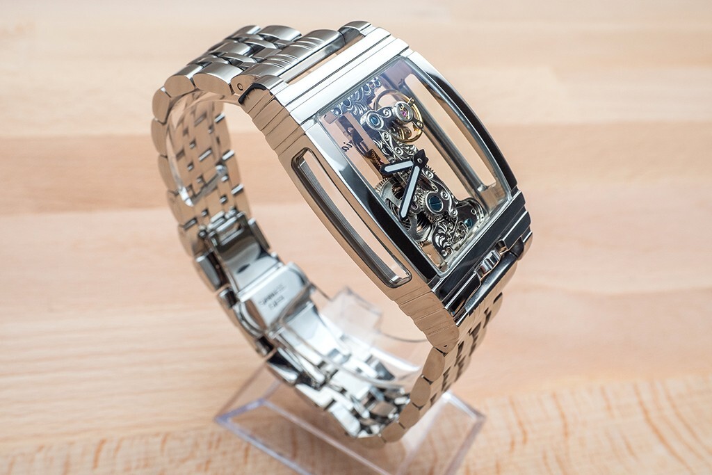 Mens Silver Bridge Manual Mechanical Watch – Stainless Steel Metal Strap