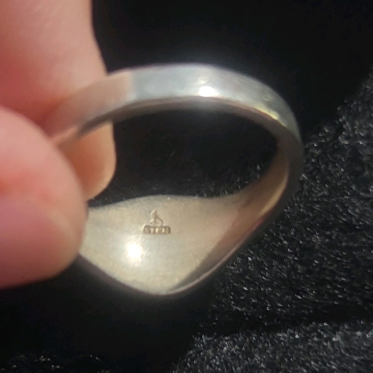 Signed Engraved Silver Skull Motif Band Ring, Size 9, Heavy Silver