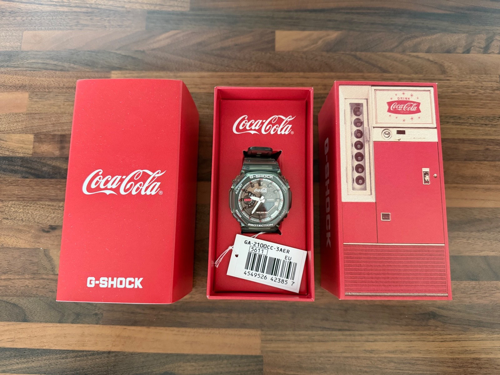 CASIO G-SHOCK x Coca-Cola GA-2100CC-3AJR. In Hand, With Box And Papers
