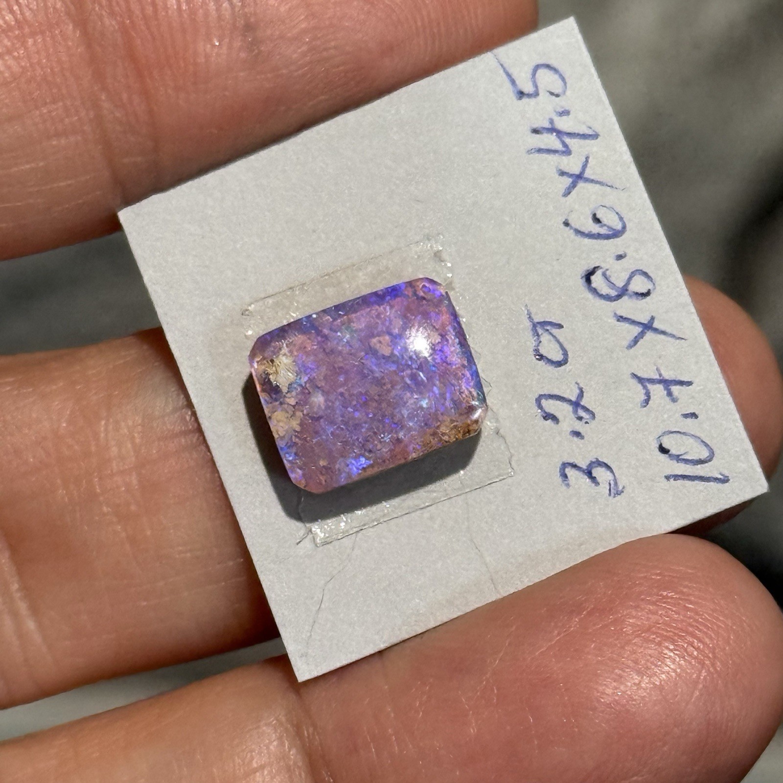 3.2ct 10.7×8.6×4.5mm Australian Boulder Purple Crystal Pipe Opal Cabochon Gem