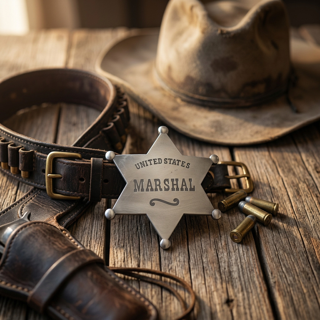 Western Badge Gift Set Old West Silver Finish Badge – United States Marshal