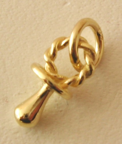 SOLID 9K 9ct Yellow Gold 3D BABY DUMMY New Born Charm GIFT Pendant RRP $259