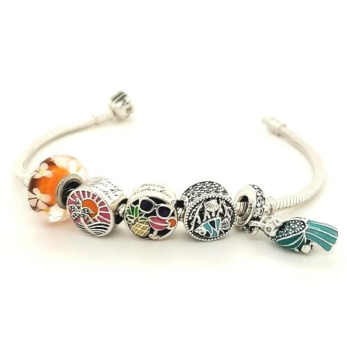 Pandora 925 assorted Summer Beach Dangle slide bead enamel glass charms NEW