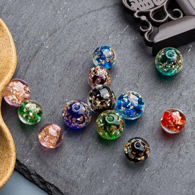 10pcs Round 6/8/10/12mm Luminous Lampwork Glass Beads for Jewelry Making DIY