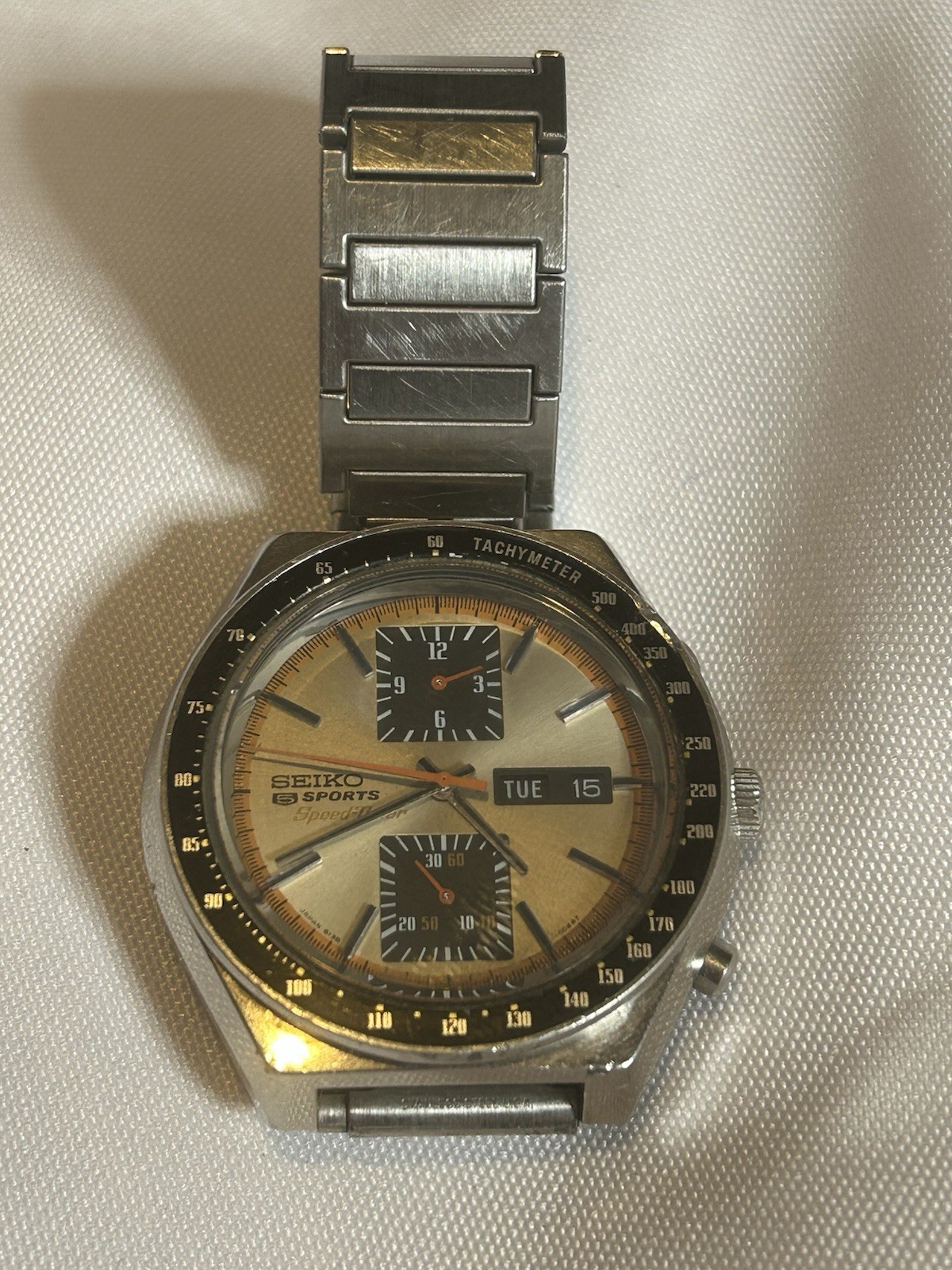 SEIKO 6138-0030 5 Sports Speed-Timer Champagne Dial Chronograph Automatic 1973