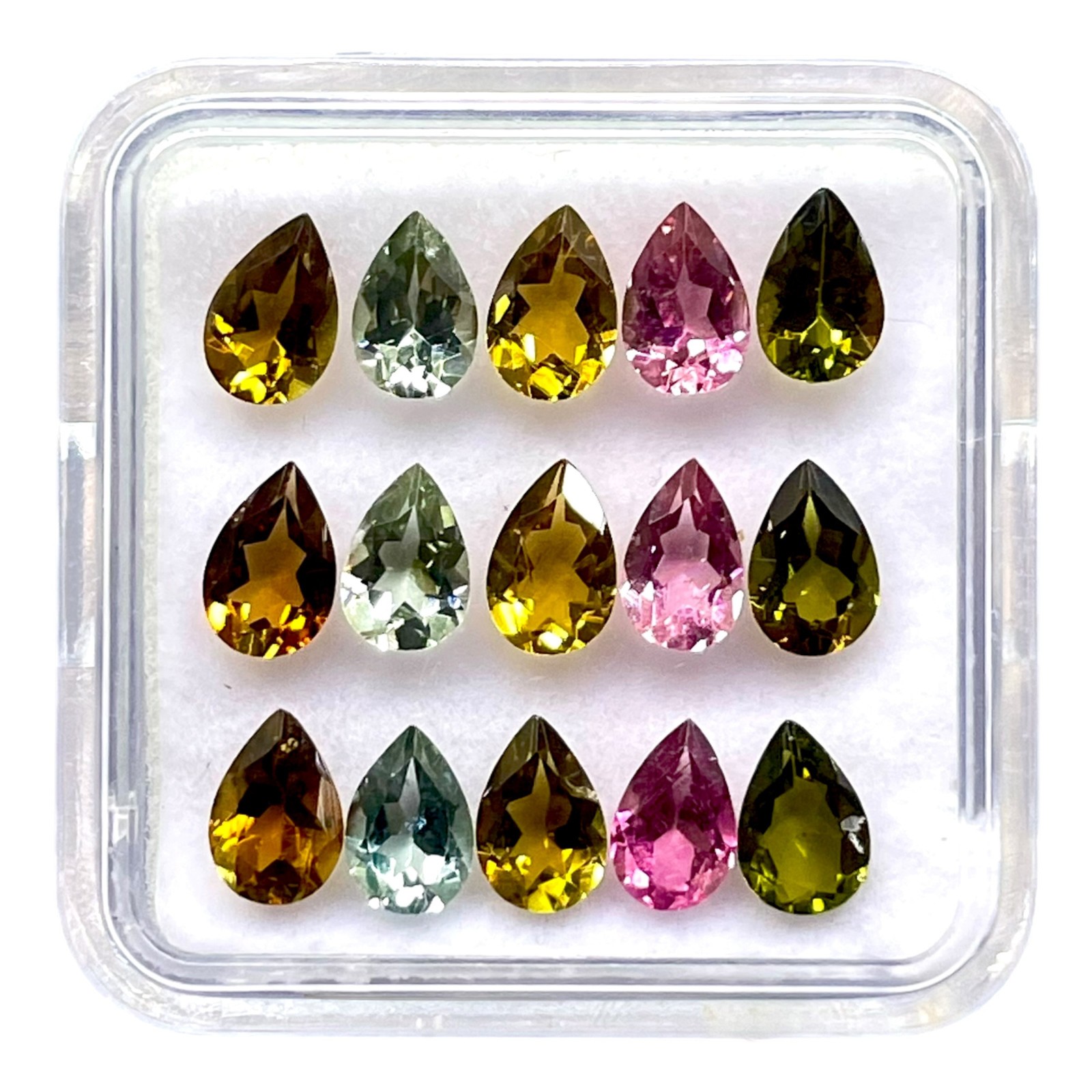 VVS 15 Pcs Natural Multi Tourmaline 6x4mm Pear Cut Loose Untreated Gemstones Lot