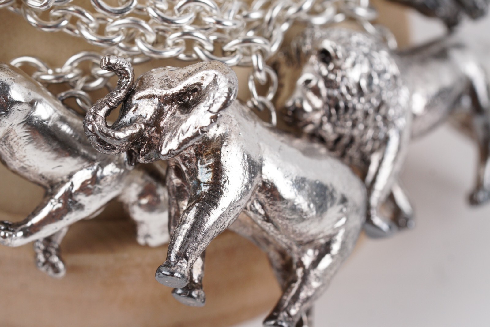 Susan Cummings Endangered Species African Animal Sterling Silver CharmBracelet