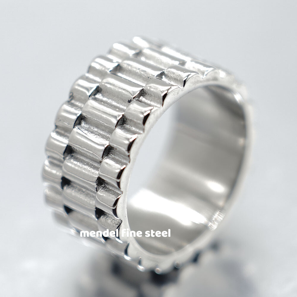 MENDEL Mens Stainless Steel Biker Wide Band Ring For Men Size 7 8 9 10 11 12 13