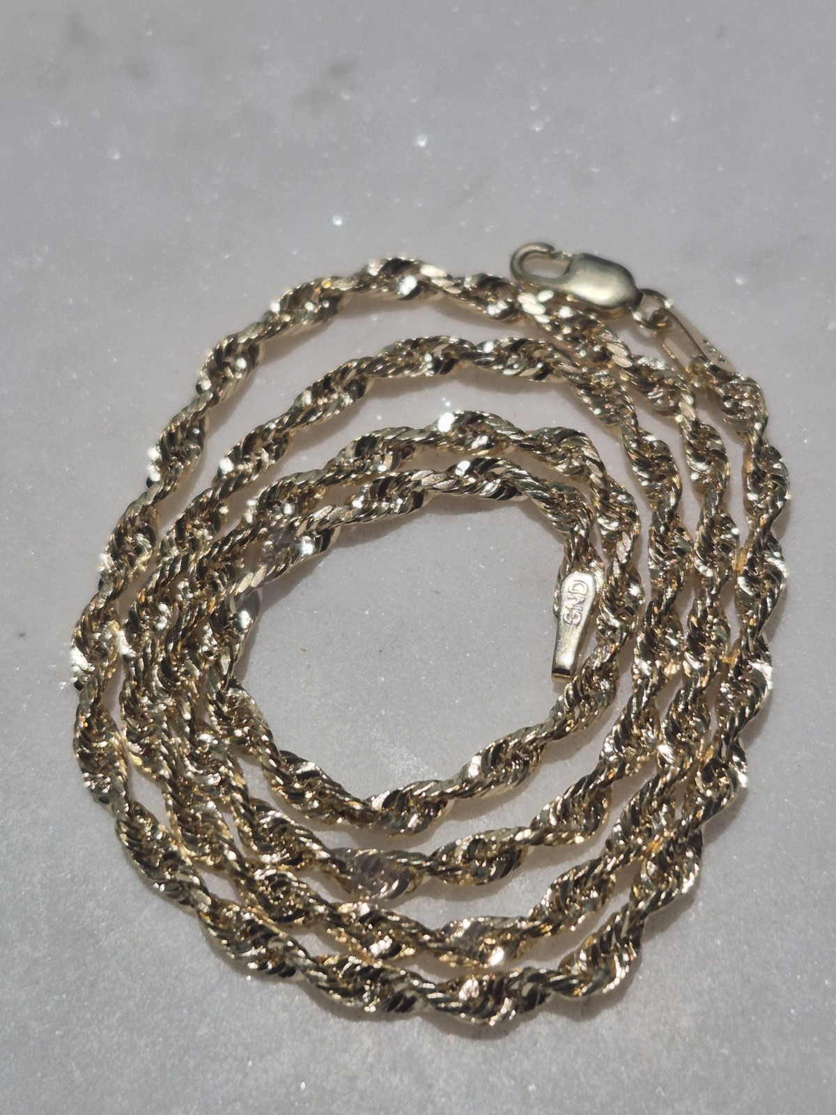 10k Solid Gold Hollow Diamond Cut Rope Chain Necklace 2.5mm 16in