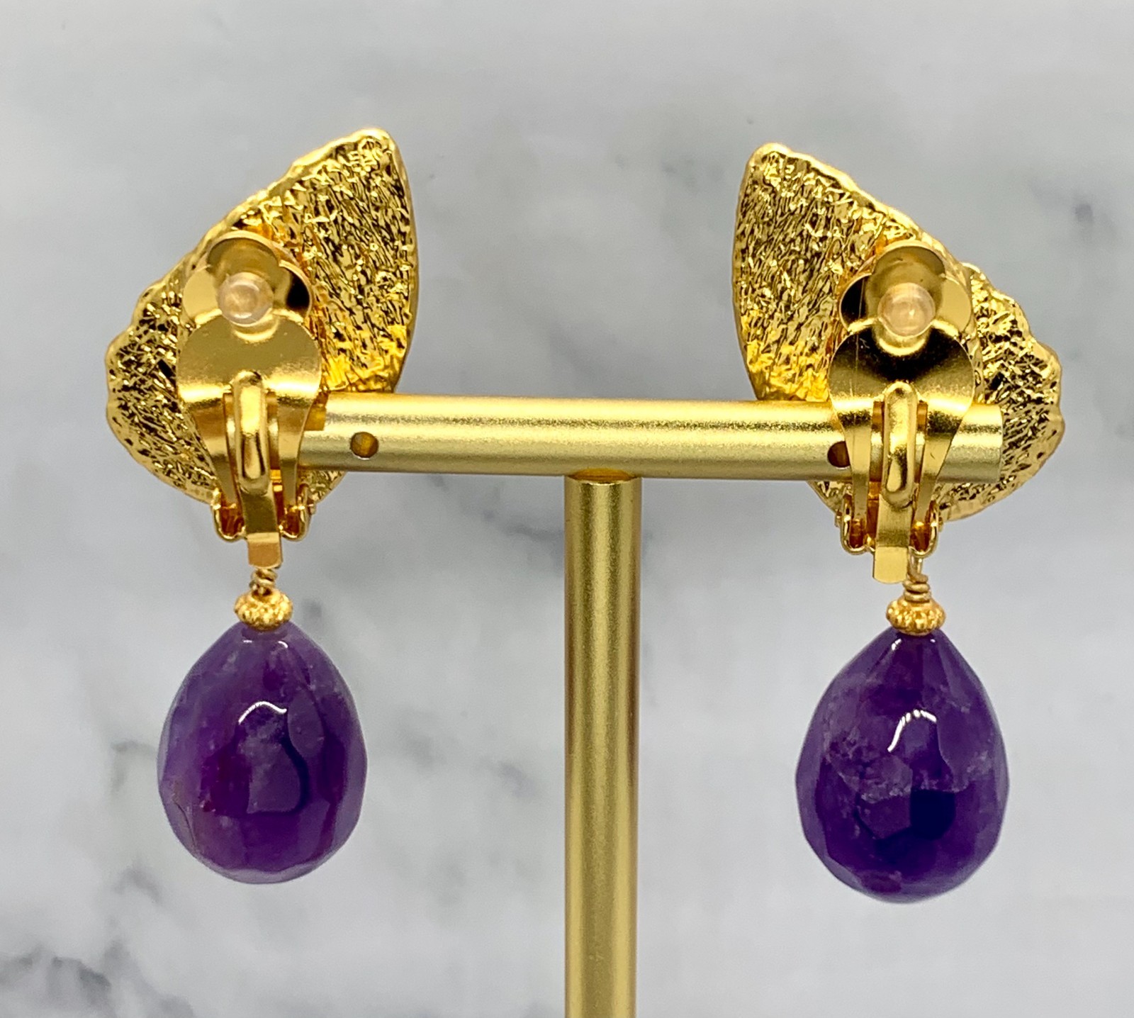 YSL YVES SAINT LAURENT Amethyst Wing Clip On Earrings – Pre owned / MG6264