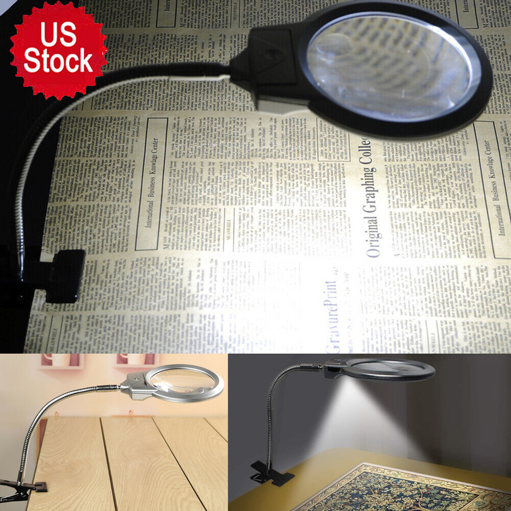 Desk Table Clamp Mount Top Magnifier LED Light Magnifying Diamond Painting Tool