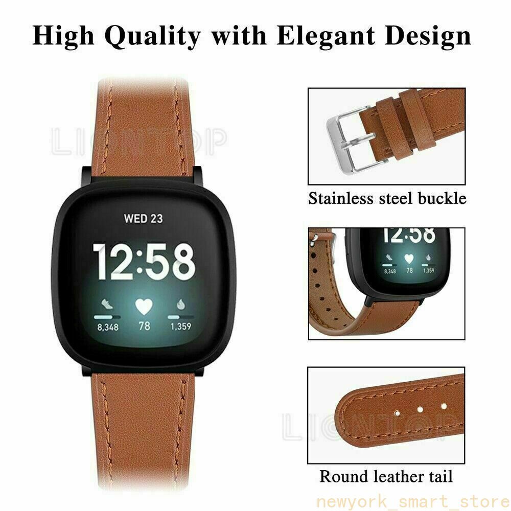 For Fitbit Versa 3 Sense Genuine Leather Watch Band Strap Replacement Bracelet