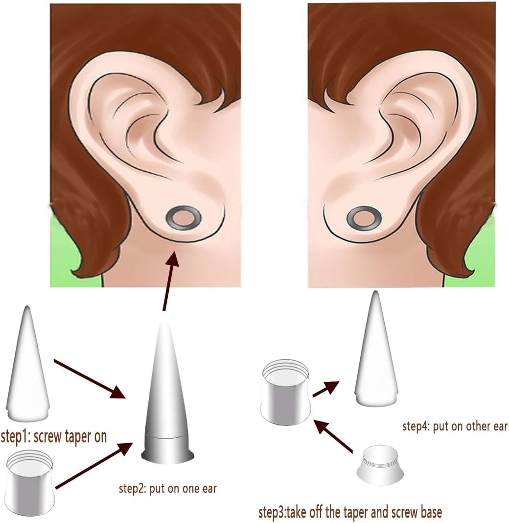 36PCS Ear Gauge Stretching Kit Stainless Steel Double Flare Alloy Tapers 3 in 1