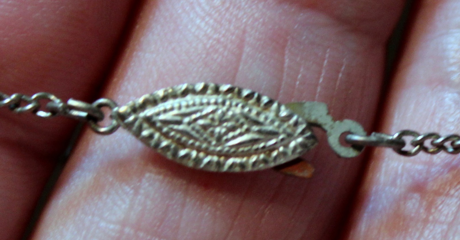 Old Japanese Damascene Sterling Silver & Gold Necklace Landscapes Houses 2 Sided