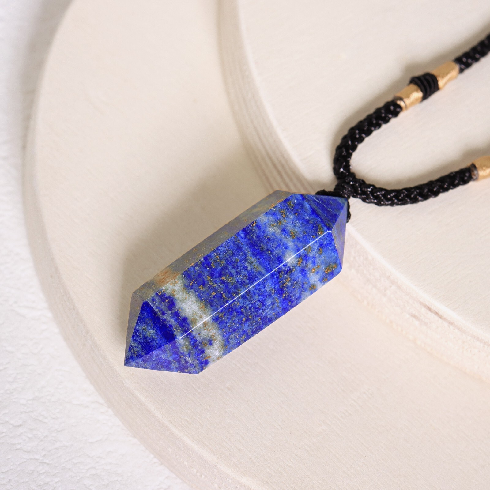 Natural Lapis Lazuli Pendant Healing Hexagonal Point Amulet Men Women Necklace