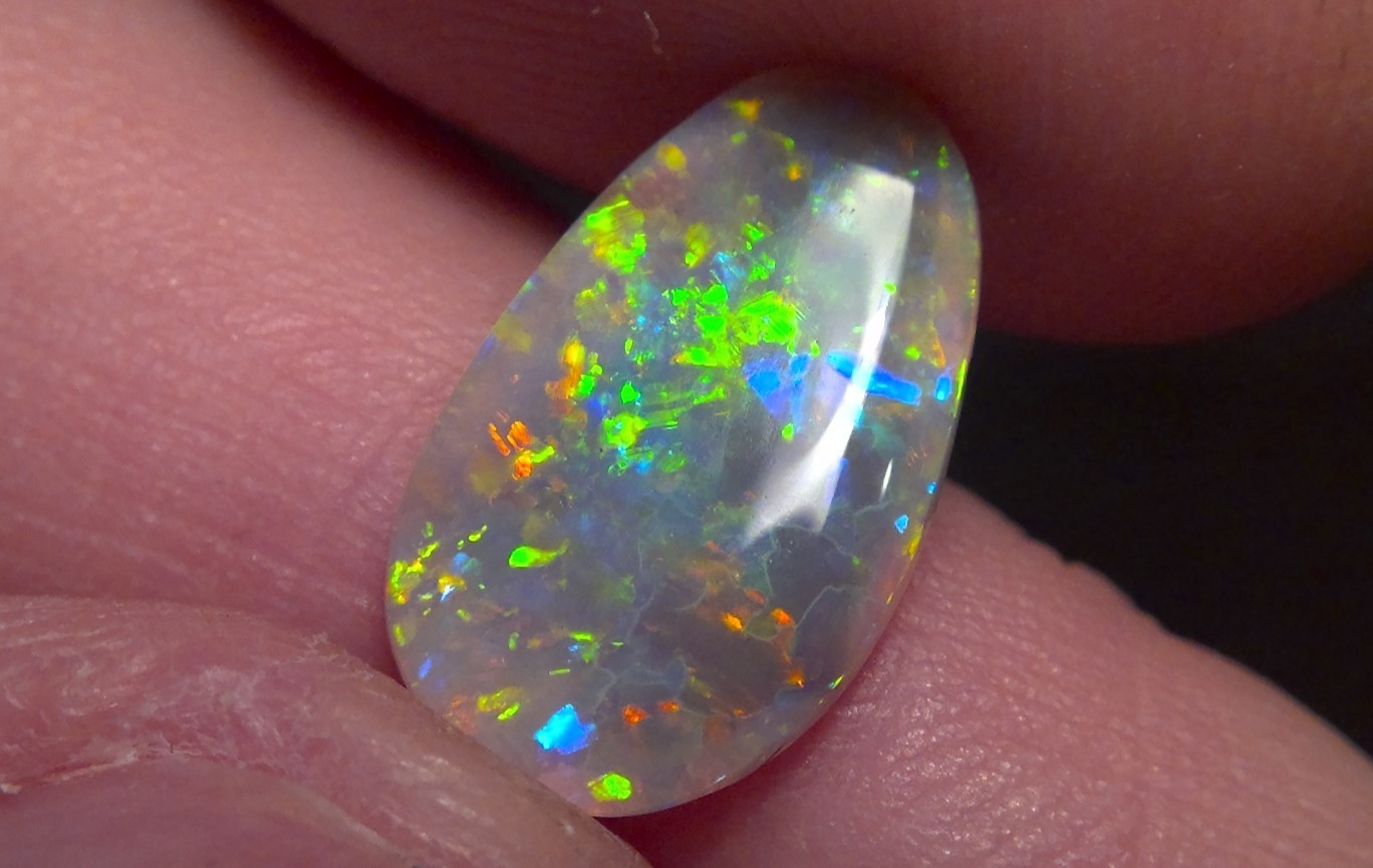 2.25cts Solid Lightning Ridge semi-black opal, stunning Rainbow fire + video