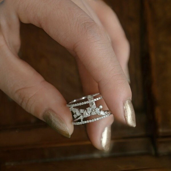 925 silver Wrap Fashion Simulated Diamond Statement Cocktail ring Wedding Band