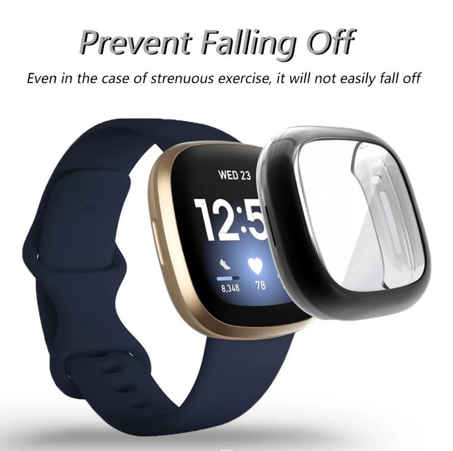 Soft TPU Cover Sport Silicone Watch band Strap For Fitbit Versa 3 4/Sense 2 1