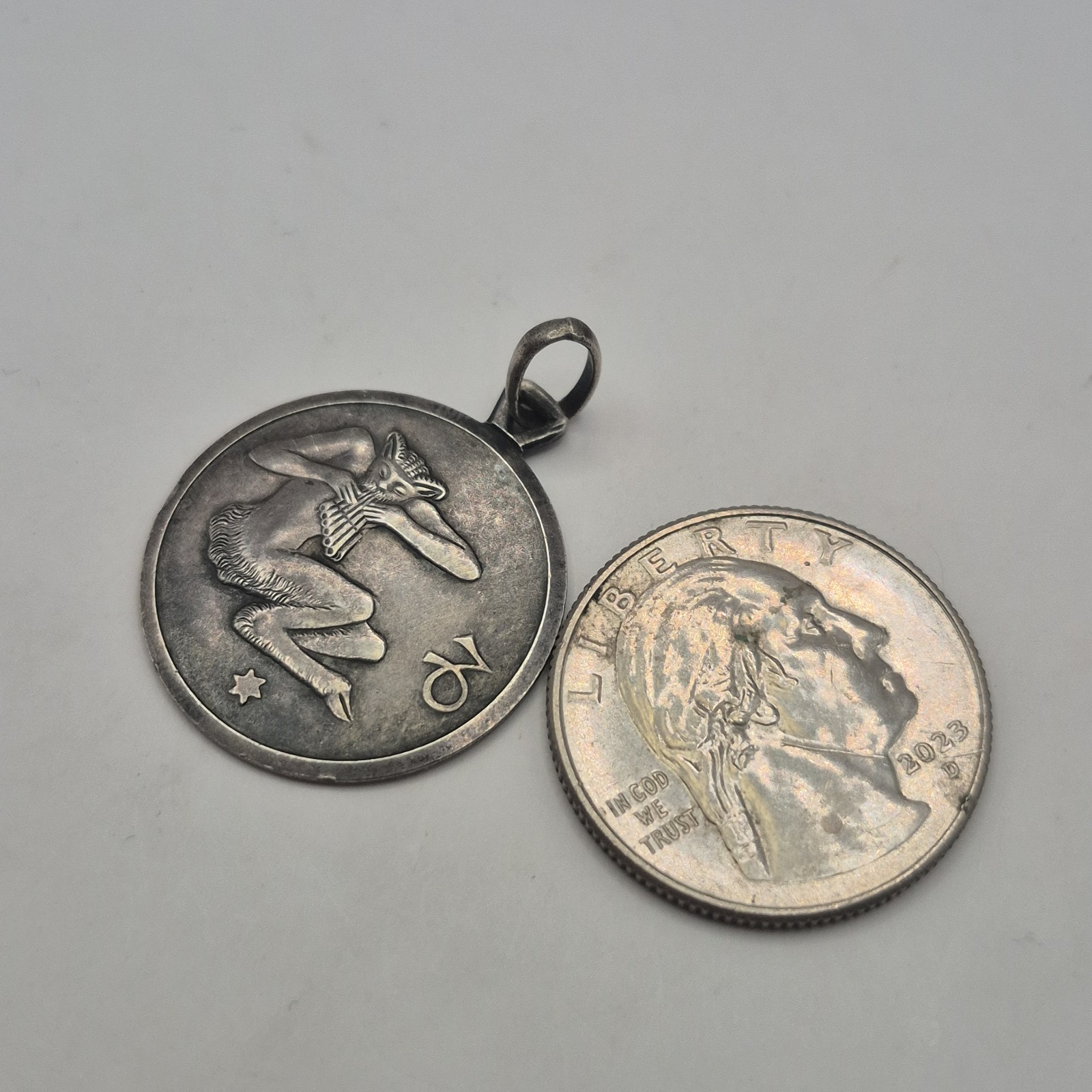 Unoaerre 1AR 800 Silver Astrology Astrological Satyr Capricorn Medal Pendant