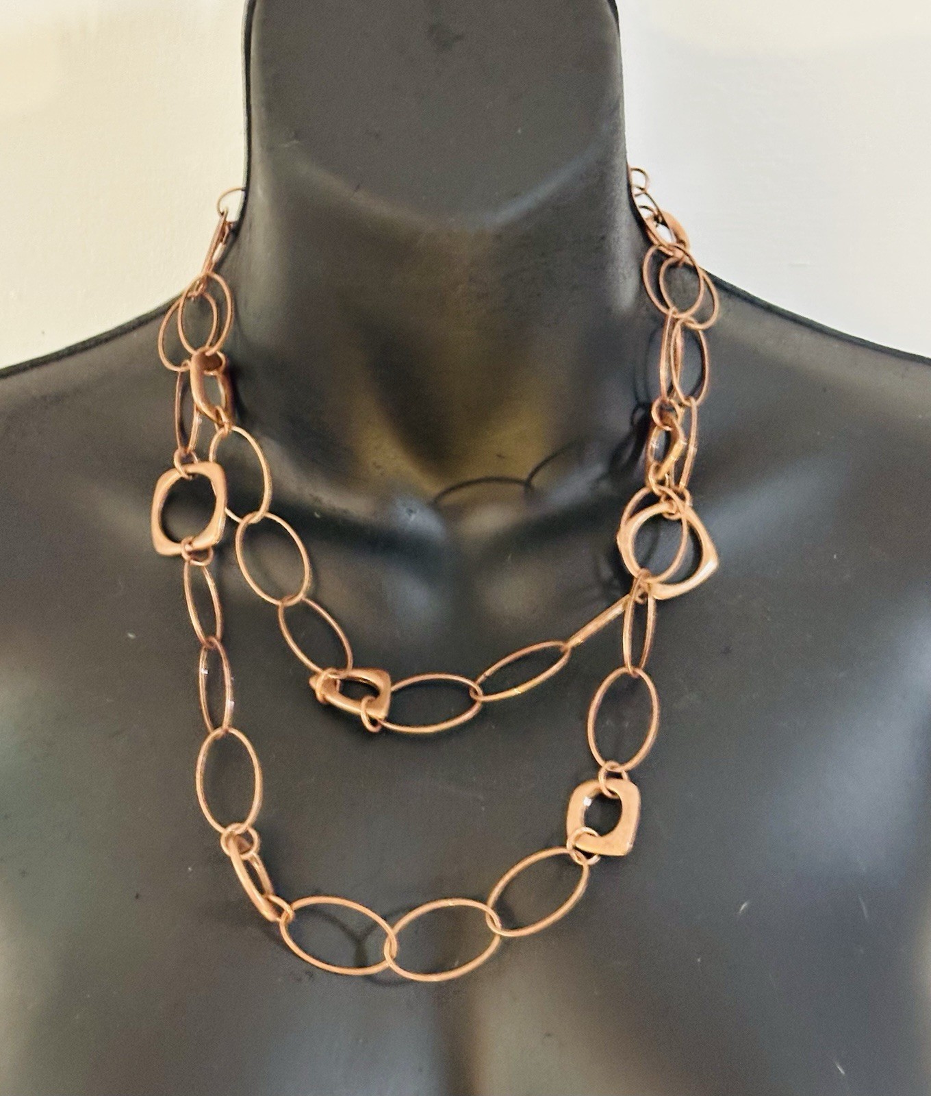 Copper Layered Link Chain Necklace approx. 38 in Toggle Closure No Stone
