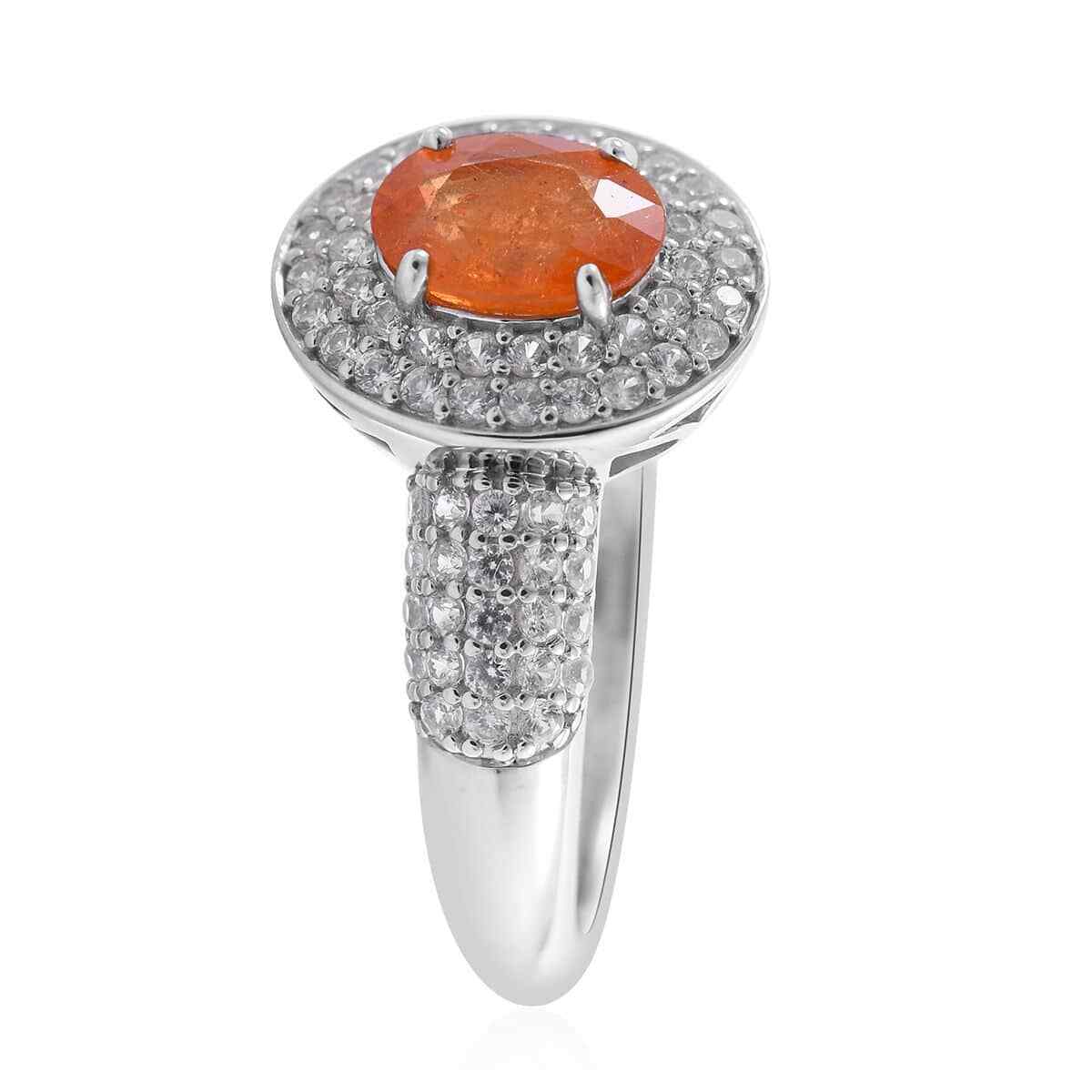 1.85ctw Premium Viceroy Spessartite Garnet & Zircon Ring Platinum Plated Size 5