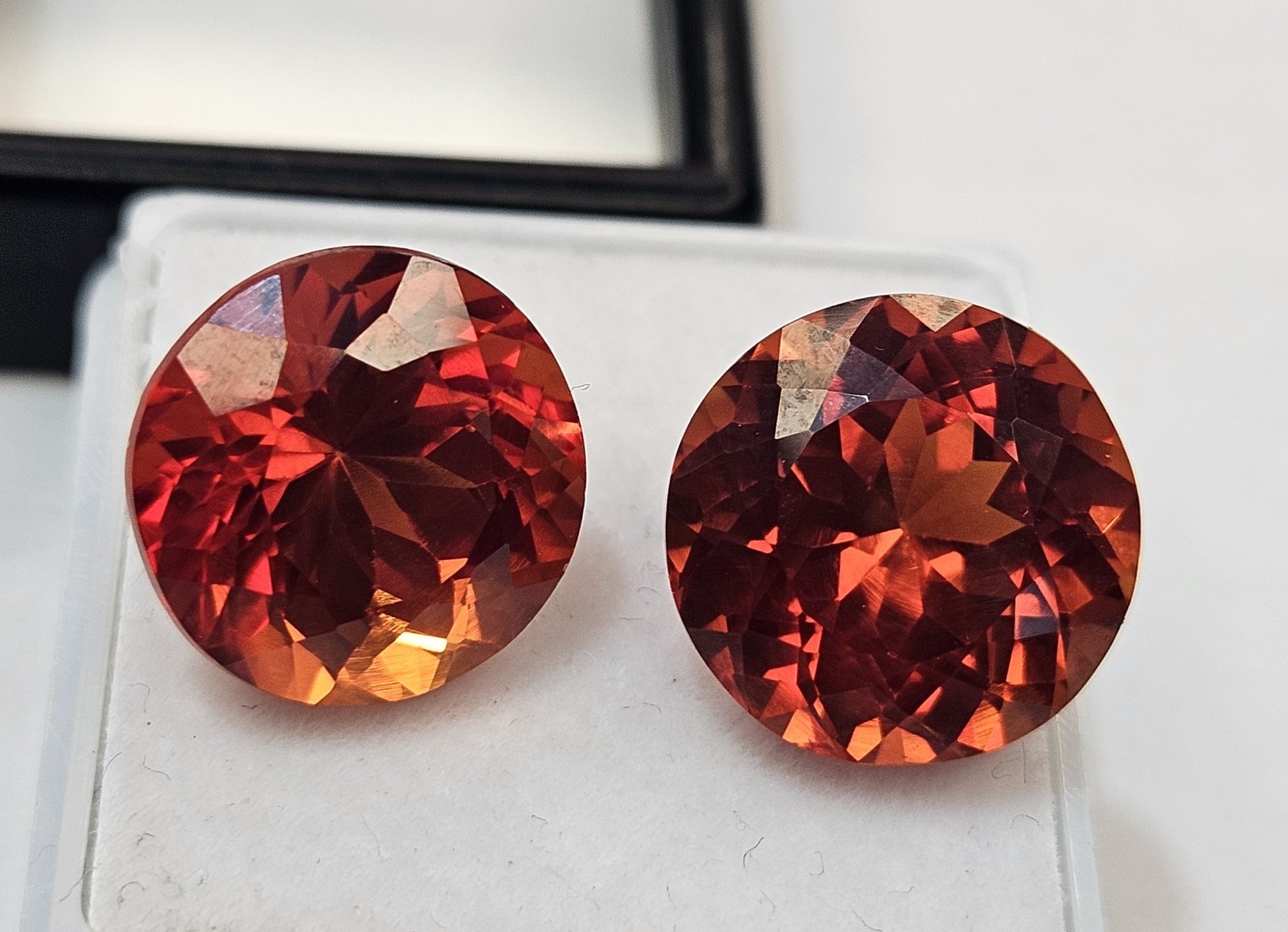 Pair Natural Round Cut Padparadscha Sapphire 21-23Ct Gemstone For Earring Making