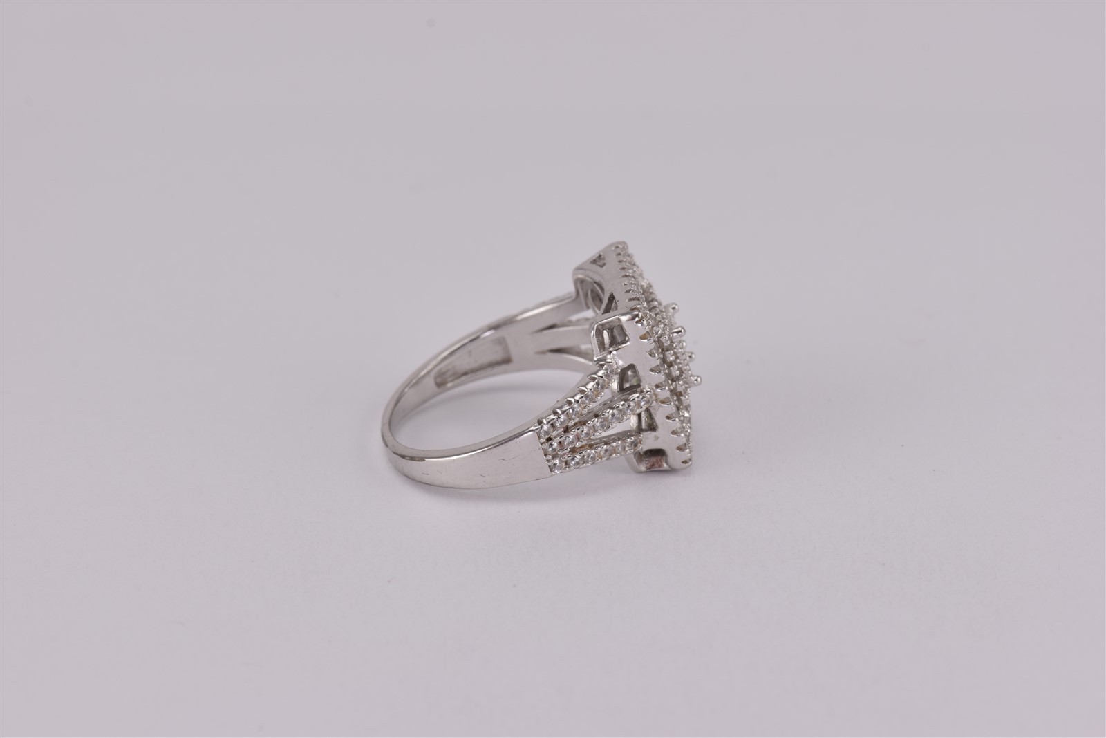 Fuzion Creation FZN Sterling Silver Cubic Zirconia Halo Band Ring 925 Sz: 8