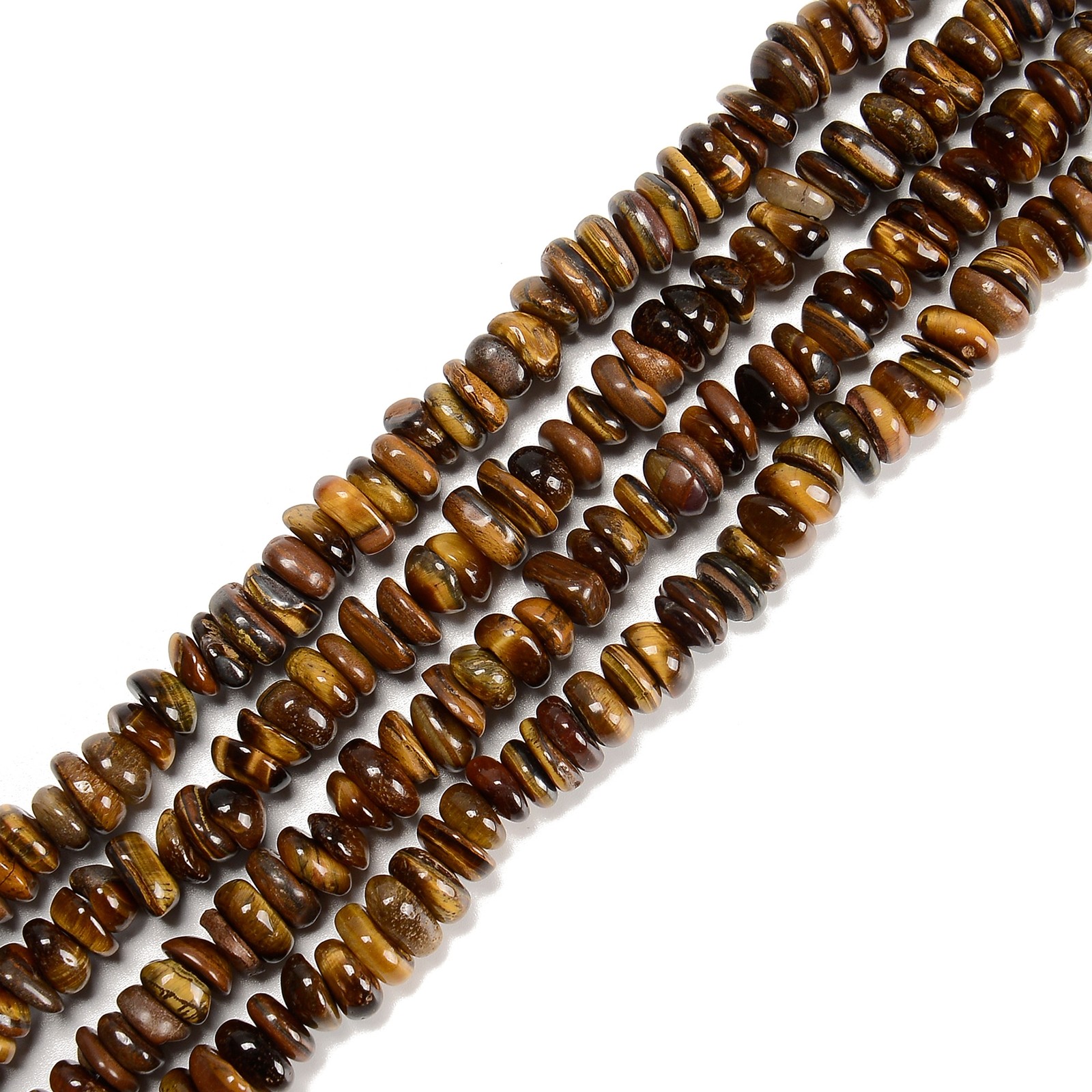 Natural Yellow Tiger Eye Pebble Nugget Chips Beads 3-5mm x 8-10mm 15.5” Strand