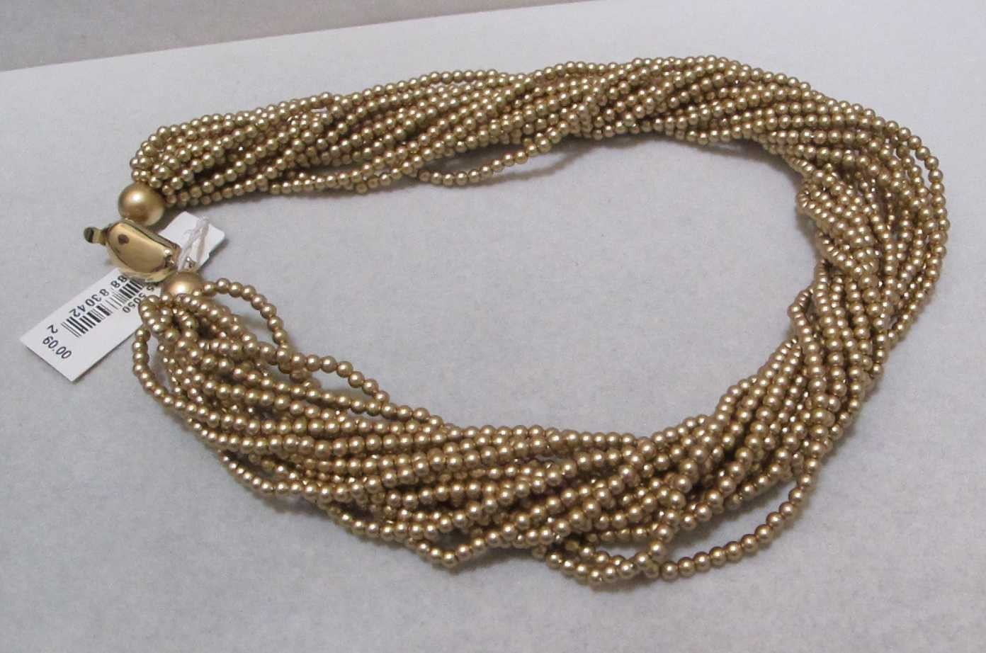 CAROLEE 16-Strand 17” Matte Gold Tone Beads Torsade Necklace $60 NWT