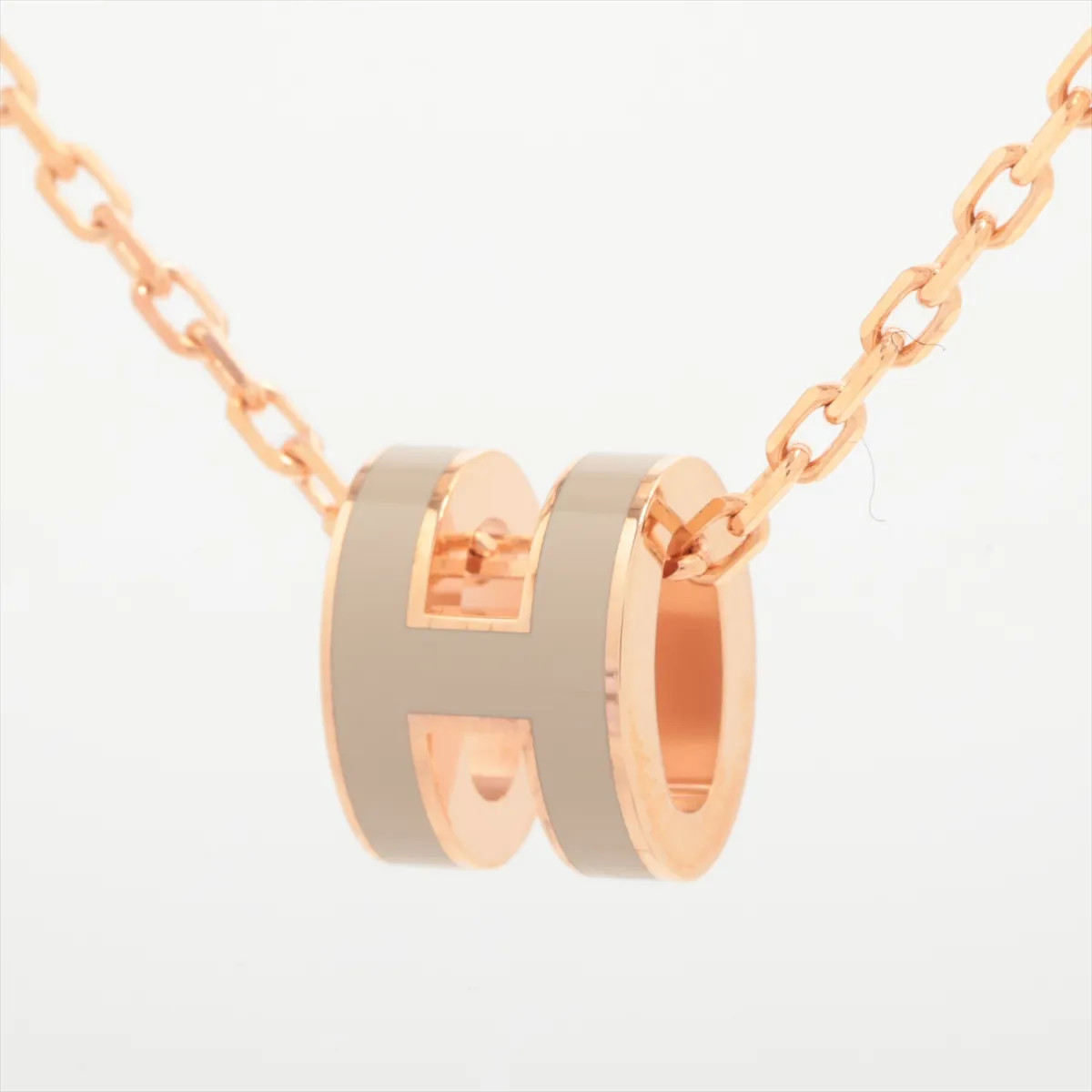 Hermès Mini-pop H GD0226 Necklace GP Pink gold x ivory