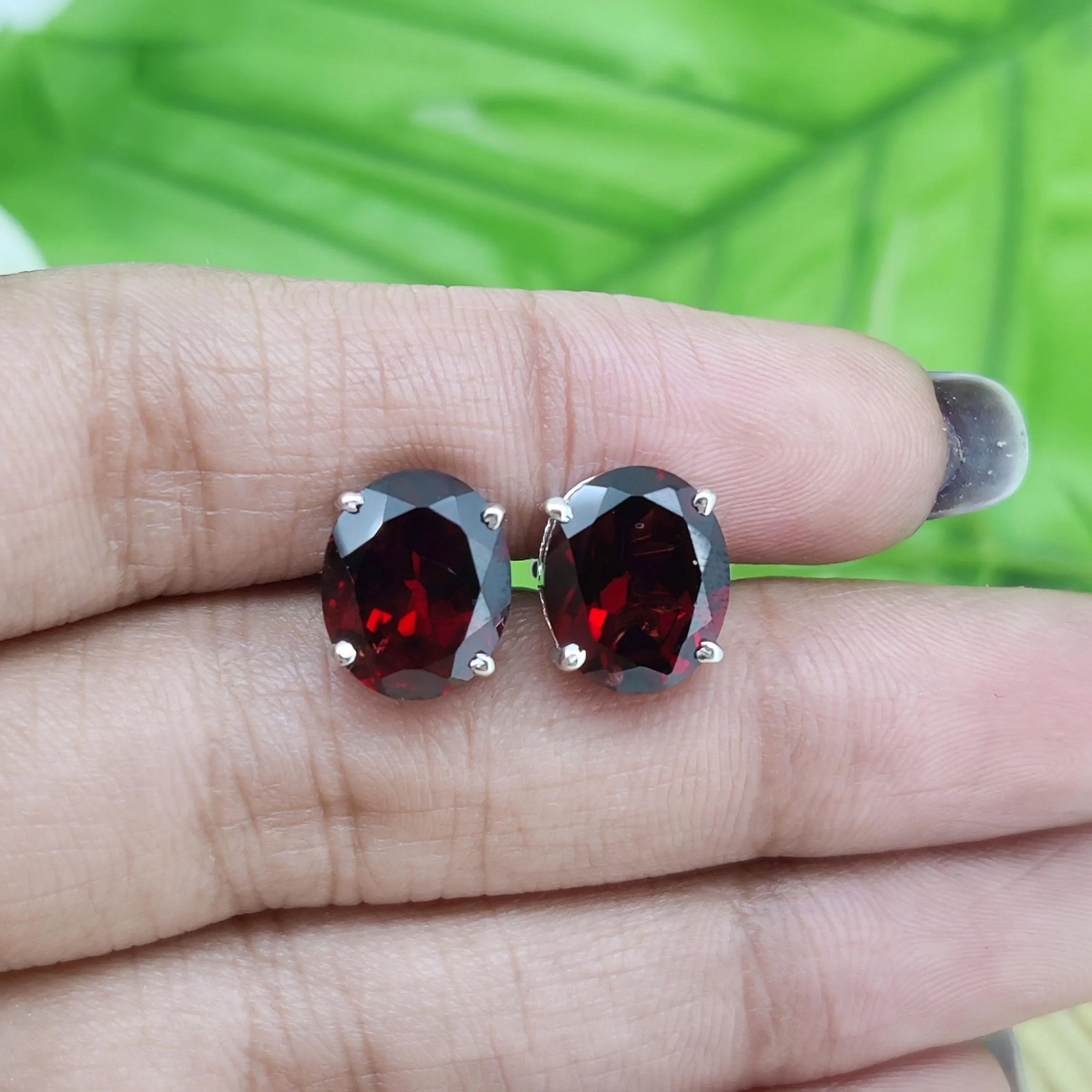 Oval Garnet Cufflinks, 925 Sterling Silver, January Birthstone, Men’s gift
